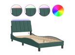 Syfax™ Giroletto Con Led Senza Materasso Hanko Verde Scuro 80X200 Cm In Velluto