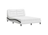 Syfax™ Letto Con Materasso Hvar Bianco E Nero 140X200 Cm In Pelle Finta