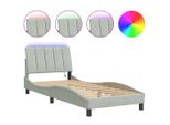 Syfax™ Giroletto Con Led Senza Materasso Hanko Grigio Chiaro 90X190 Cm In Velluto