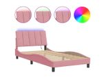 Syfax™ Giroletto Con Led Senza Materasso Hanko Rosa 100X200 Cm In Velluto