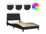 Syfax™ Giroletto Con Led Senza Materasso Hanko Nero 100X200 Cm In Velluto
