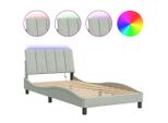 Syfax™ Giroletto Con Led Senza Materasso Hanko Grigio Chiaro 100X200 Cm In Velluto