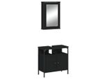 Syfax™ Set Mobili Da Bagno 2 Pz Nero In Legno Multistrato
