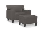 Syfax™ Poltrona Con Poggiapiedi Grigio 60 Cm In Pelle Finta