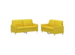Syfax™ Set Di Divani 2 Pz Con Cuscini Giallo Chiaro In Tessuto