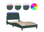 Syfax™ Giroletto Con Led Senza Materasso Verde Scuro 100X200 Cm In Velluto