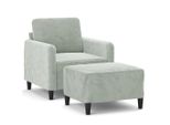 Syfax™ Poltrona Con Poggiapiedi Grigio Chiaro 60 Cm In Velluto