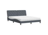 Syfax™ Letto Con Materasso Grigio Scuro 160X200 Cm In Velluto