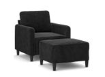Syfax™ Poltrona Con Poggiapiedi Nero 60 Cm In Velluto