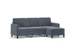 Syfax™ Divano A 3 Posti Con Poggiapiedi Grigio Scuro 180 Cm In Velluto