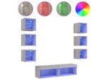 Syfax™ Mobili Tv A Muro Con Led 8Pz Grigio Sonoma Legno Multistrato