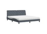 Syfax™ Letto Con Materasso Grigio Scuro 180X200 Cm In Velluto