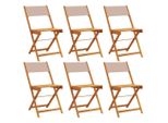 Syfax™ Sedie Giardino Pieghevoli 6Pz Tortora Tessuto E Legno Massello