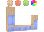 Syfax™ Mobili Tv A Muro Con Led 4Pz Rovere Sonoma Legno Multistrato