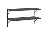 Syfax™ Mensole A Muro 2 Pz 100X40 Cm Nero In Acciaio Inossidabile