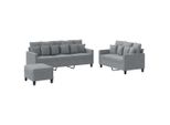 Syfax™ Set Di Divani 3 Pz Con Cuscini Grigio Chiaro In Tessuto