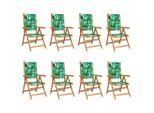 Syfax™ Sedie Giardino Reclinabili 8 Pz Verditessuto E Legno Massello