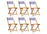 Syfax™ Sedie Da Giardino Pieghevoli 6Pz Blu E Bianco Tessuto E Legno