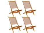 Syfax™ Sedie Giardino Pieghevoli 4Pz Tortora Tessuto E Legno Massello