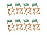Syfax™ Sedie Da Giardino Pieghevoli 8Pz Verde Tessuto E Legno Massello