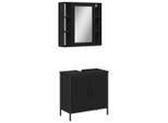 Syfax™ Set Mobili Da Bagno 2 Pz Nero In Legno Multistrato