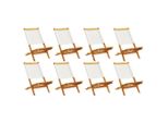 Syfax™ Sedie Da Giardino Pieghevoli 8Pz Bianco Crema Tessuto E Legno