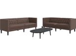 Syfax™ Set Divani Chesterfield 2Pz Marrone In Pelle Finta