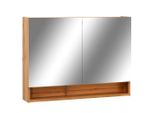 Syfax™ Armadietto A Specchio Con Led Rovere 80X15X60 Cm In Mdf