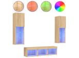 Syfax™ Mobili Tv A Muro Con Led 5Pz Rovere Sonoma Legno Multistrato