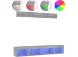 Syfax™ Mobili Tv A Muro Con Led 5Pz Grigio Cemento Legno Multistrato