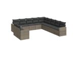 Syfax™ Set Divani Da Giardino 11 Pz Con Cuscini In Polyrattan Grigio