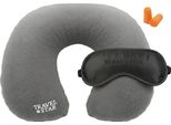 Travelstar Set Da Viaggio Con Cuscino Gonfiabile Per Il Collo - Incl. Maschera Per Dormire E Tappi Per Le Orecchie - Fodera In Pile - Lavabile - Grigio