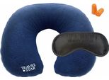 Travelstar Set Da Viaggio Con Cuscino Gonfiabile Per Il Collo - Incl. Maschera Per Dormire E Tappi Per Le Orecchie - Rivestimento In Pile - Lavabile - Blu