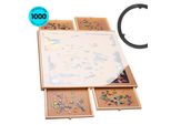 Tavola Per Puzzle Piecepro Con 4 Cassetti E Coperchio Protettivo, Disco Rotante - Per 1000 Pezzi - Tavola Per Puzzle Con Contenitore - 76 X 57 Cm