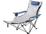 Succebuy Sedia Da Campeggio Pieghevole Con 4 Posizioni Regolabili, Sedia Relax Con Portabicchieri, Sedia Da Spiaggia Con Poggiatesta E Poggiapiedi, Caricabile Fino A 100 Kg, Ideale Per Attività All'aperto, Blu