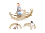 Arco Di Arrampicata Costway Con Sedile Rimovibile, Struttura Di Arrampicata Per Interni 4In1 Per Dondolare, Dondolare, Arrampicarsi E Gattonare, Triangolo Di Arrampicata In Legno Per Bambini 1+ Natura