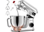 Zuccie Robot Da Cucina 1500W 8L Impastatrice 6 Velocità Funzione Fermentazione+Lcd Impastatrice Con Frusta, Gancio Per Pasta, Sbattitore (Argento)
