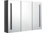Syfax™ Armadietto Bagno Con Specchio E Led 89X14X62 Cm Grigio Lucido