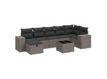 Syfax™ Set Divano Da Giardino 8Pz Con Cuscini Grigio Chiaro Polyrattan
