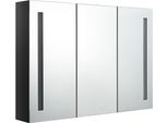 Syfax™ Armadietto Bagno Con Specchio E Led Nero Lucido 89X14X62 Cm