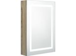 Syfax™ Armadietto Bagno Con Specchio E Led Rovere 50X13X70 Cm