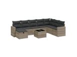 Syfax™ Set Divano Da Giardino 9Pz Con Cuscini Grigio Chiaro Polyrattan