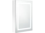 Syfax™ Armadietto Bagno Con Specchio E Led Bianco Lucido 50X13X70 Cm