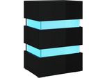 Syfax™ Comodino Con Led Nero Lucido 45X35X67 Cm In Legno Multistrato