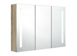 Syfax™ Armadietto Bagno Con Specchio E Led 89X14X62 Cm Rovere