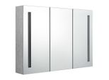 Syfax™ Armadietto Bagno Con Specchio E Led Grigio Cemento 89X14X62 Cm