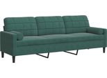 Syfax™ Divano A 3 Posti Con Cuscini Verde Scuro 210 Cm In Velluto