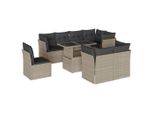 Syfax™ Set Divano Da Giardino 9Pz Con Cuscini Grigio Chiaro Polyrattan