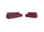 Syfax™ Set Di Divani 2 Pz Con Cuscini Decorativi Rosso Vino In Tessuto