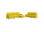 Syfax™ Set Di Divani 3 Pz Con Poggiapiedi Giallo Chiaro In Tessuto